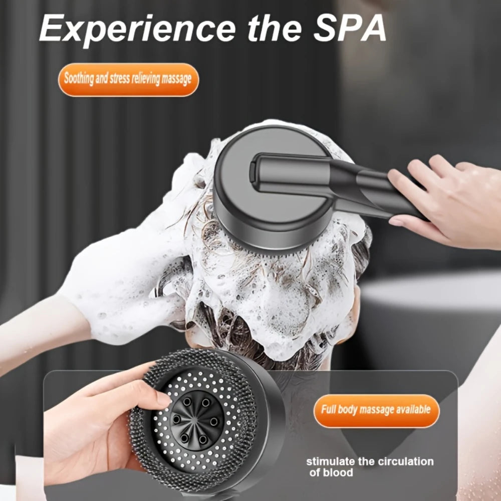4 Modes Shower Head, Silicone Brush, High Pressure, Filter