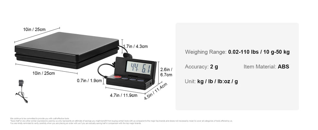 110 lbs Digital Postal Shipping Scale with Time