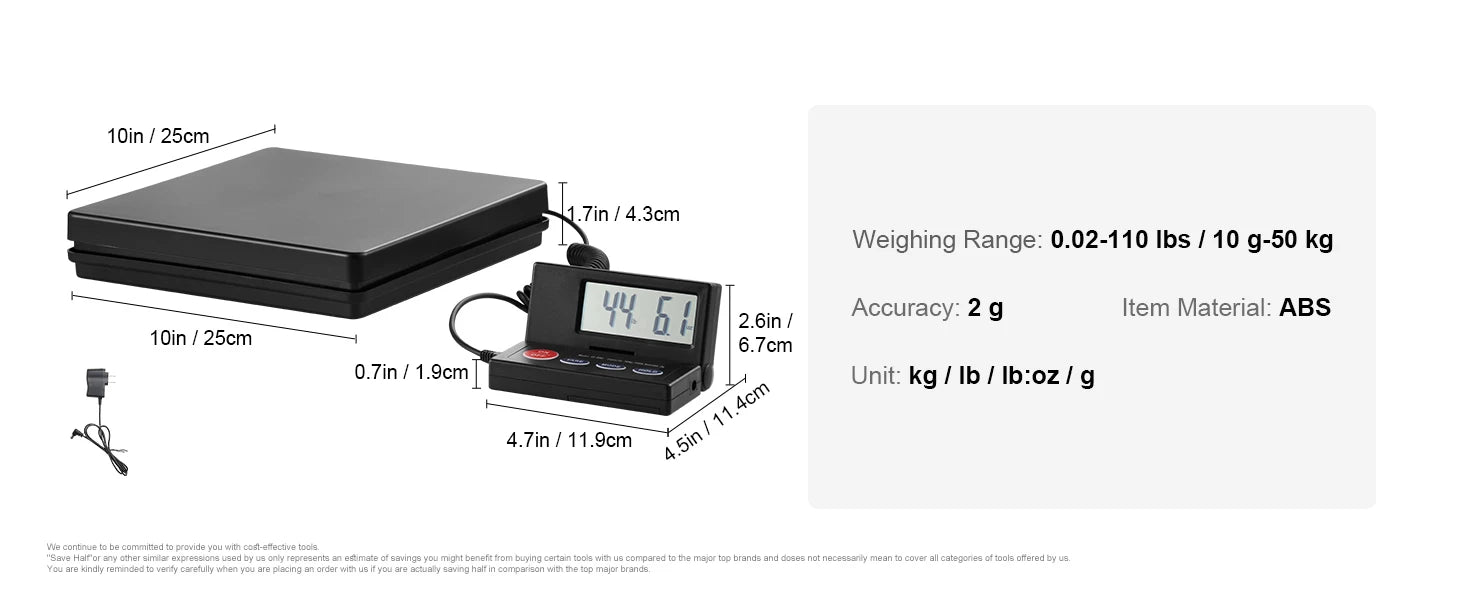 110 lbs Digital Postal Shipping Scale with Time