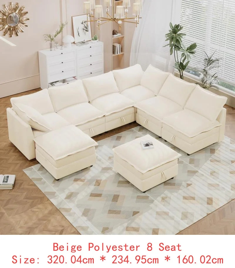 6-Piece Modular Sofa Bed with Storage