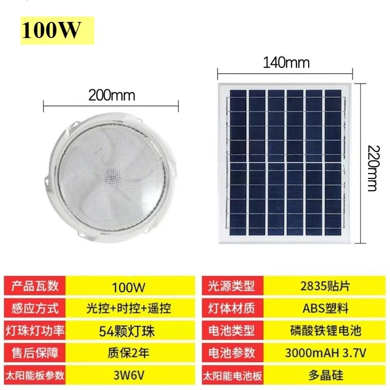 Solar Ceiling Light, Outdoor Indoor, Remote Control