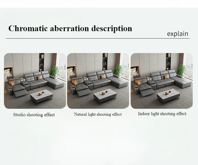 Genuine Leather Corner Sofa, Electric Reclining, Storage