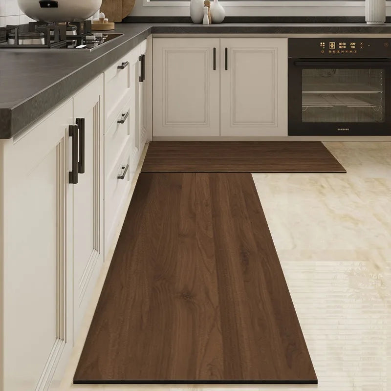 Waterproof Floor Mat Brown Imitation Wood Grain
