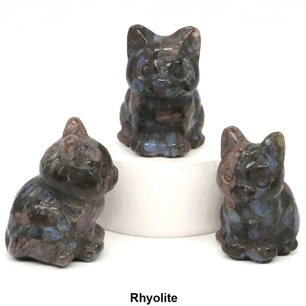 1.2" Mini Hand Carved Animal Kitty Figurine