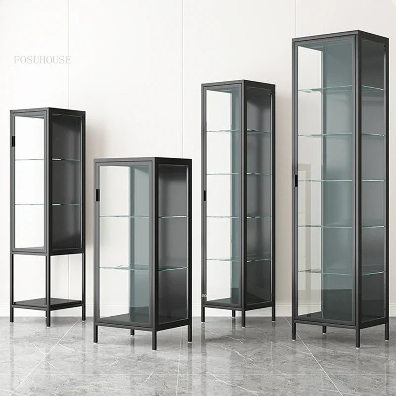 Glass Door Display Cabinet, Minimalist Light