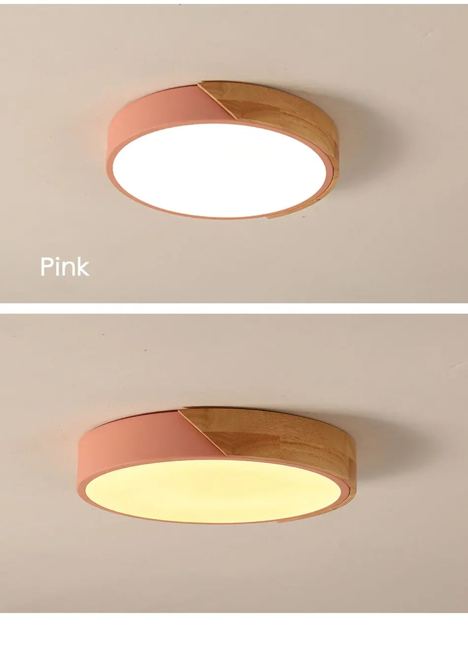 LED Ceiling Light, Wood Plus Multicolors