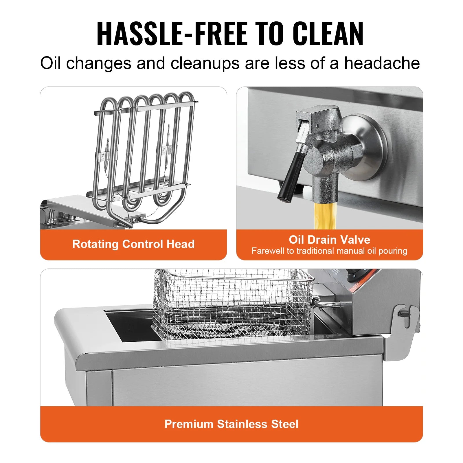 Countertop Fryer, Stainless Steel Basket, Time & Temp Control