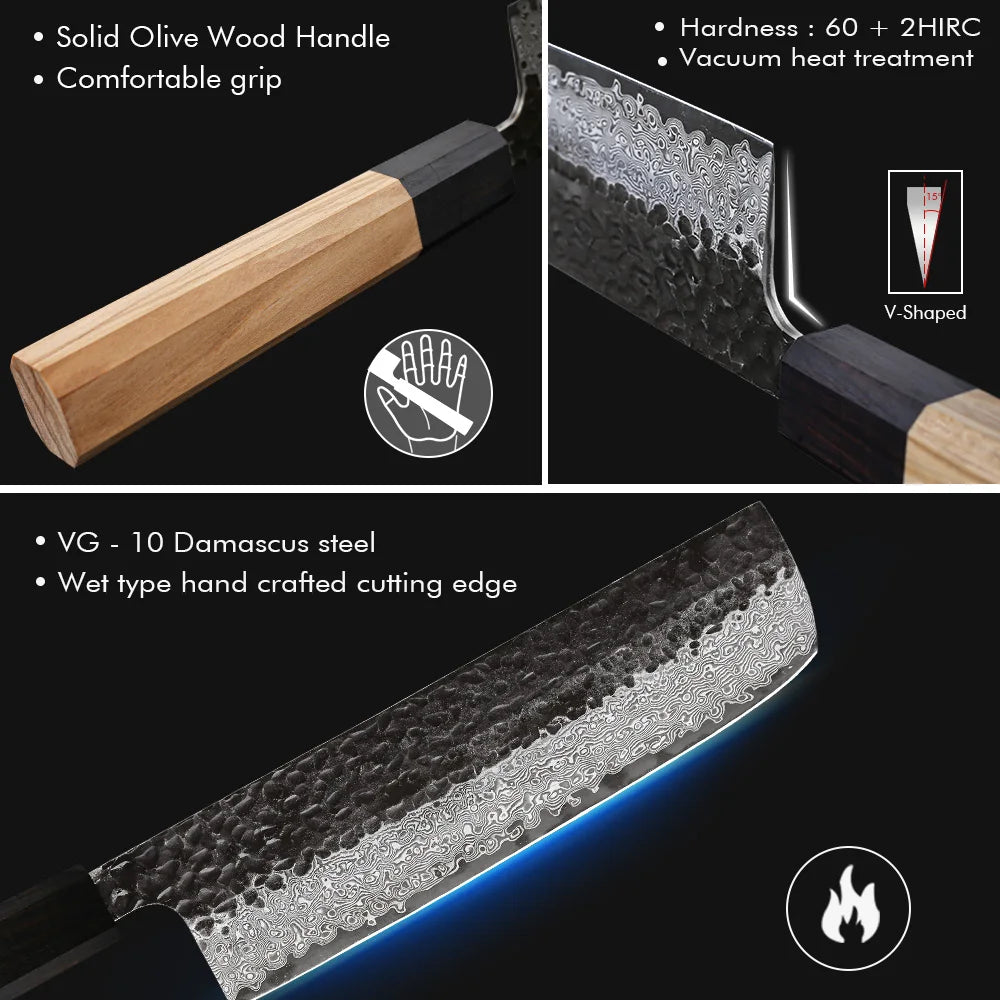 7 " Nakiri Knife 67 Layer Damascus Steel