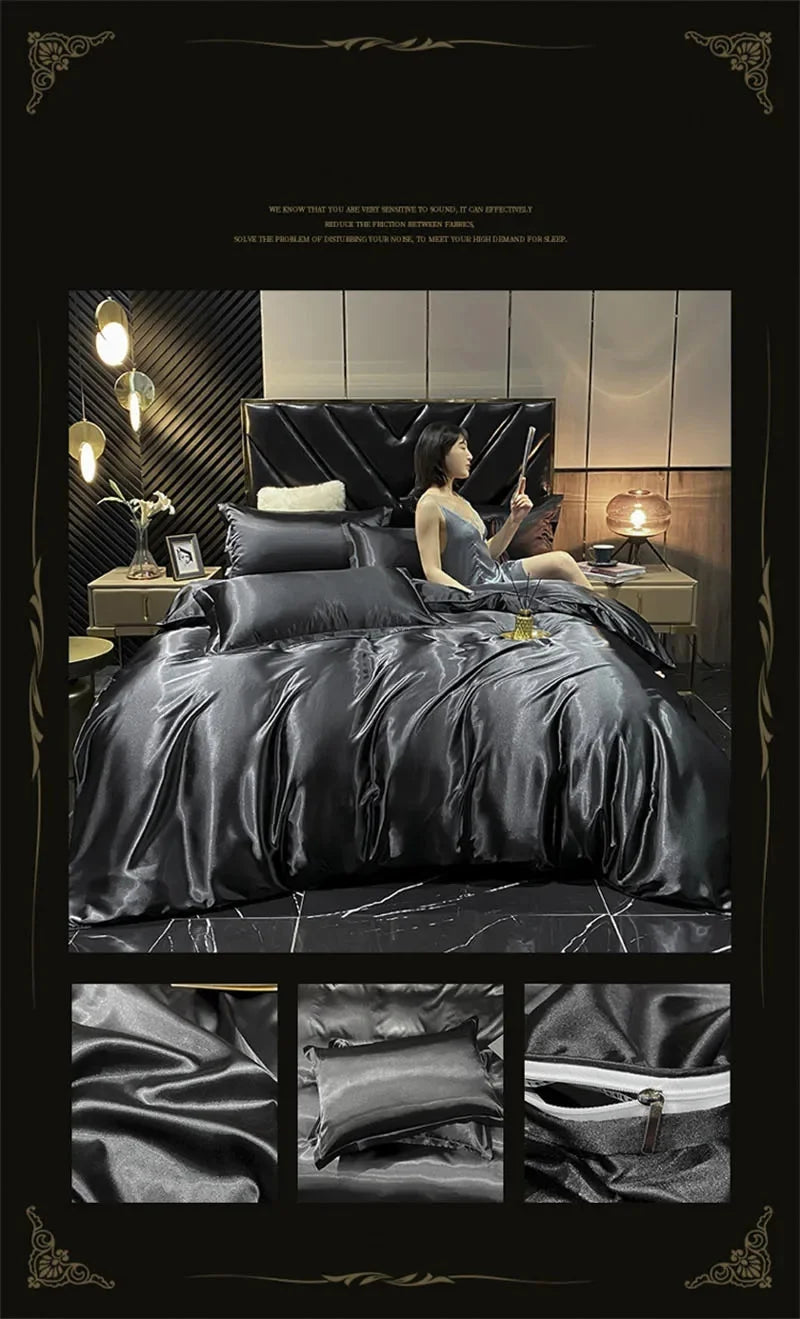 Satin Bedding Set, Duvet Cover, Sheets, Pillowcases