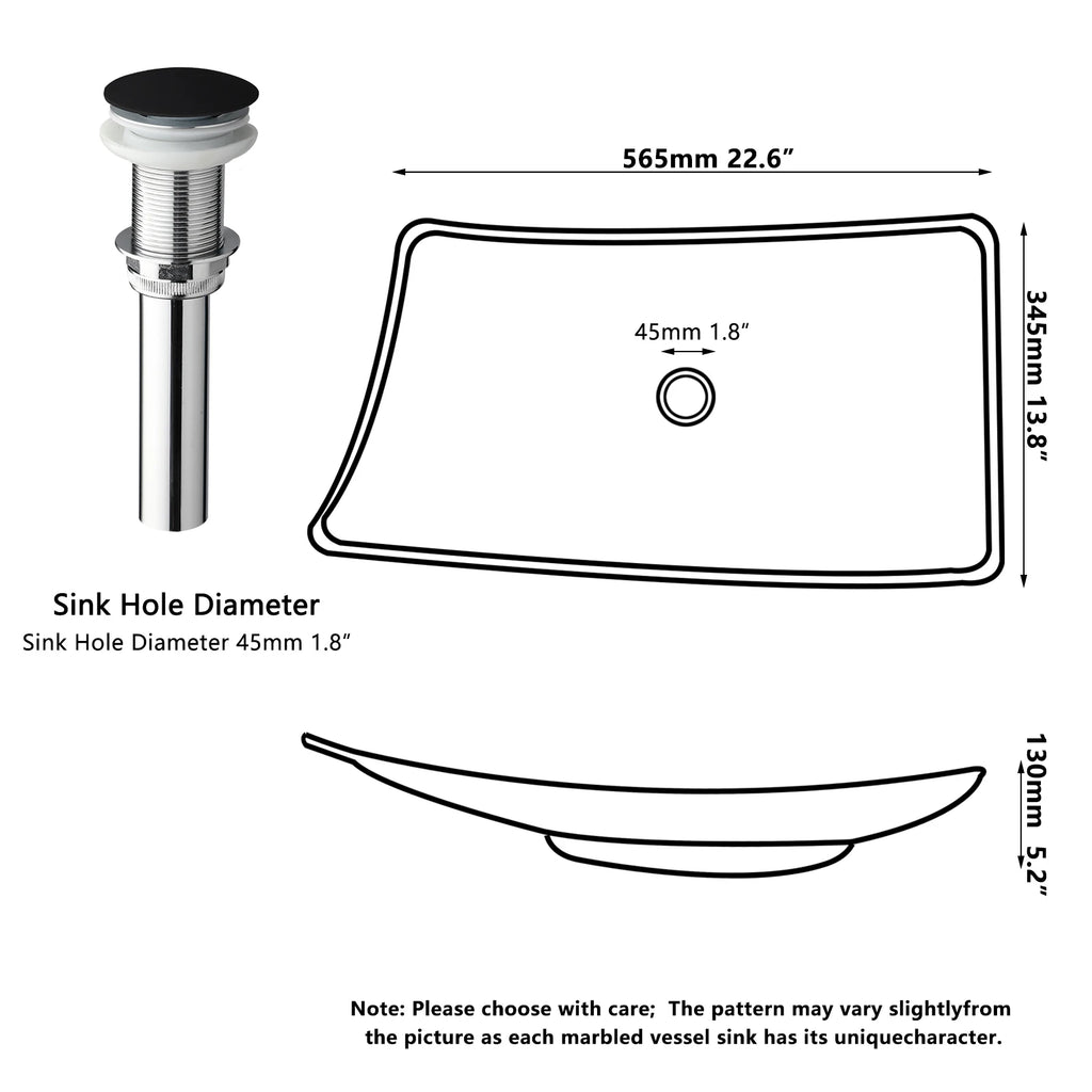 Blue Vessel Sink Deck Mounted, One Handle Faucet, Drain Set