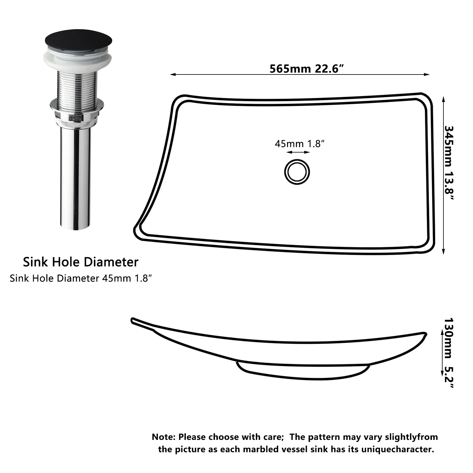 Blue Vessel Sink Deck Mounted, One Handle Faucet, Drain Set