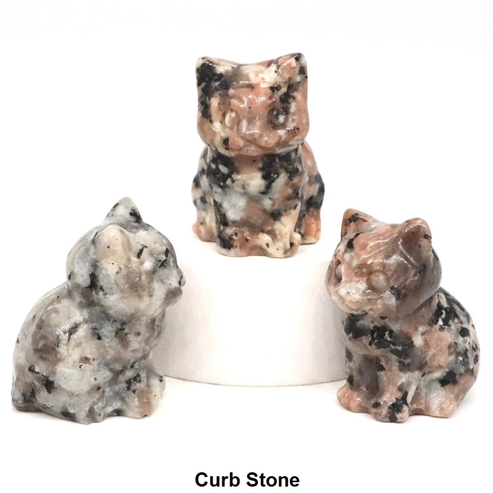 1.2" Mini Hand Carved Animal Kitty Figurine