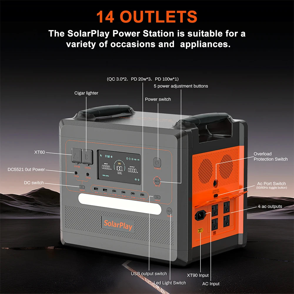 2500W 2400W LiFePO4 Battery Power Bank Generator