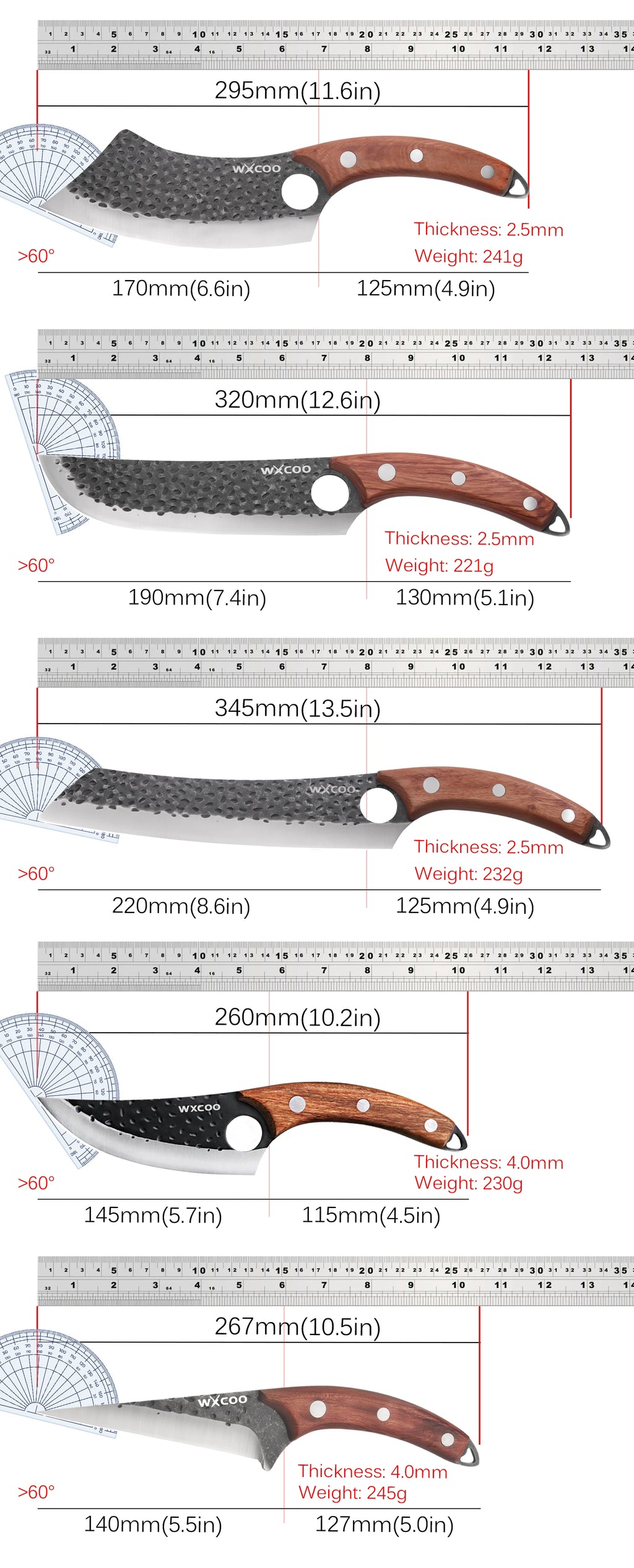 Handmade Forged Kitchen Knives 1-5 Pcs Set