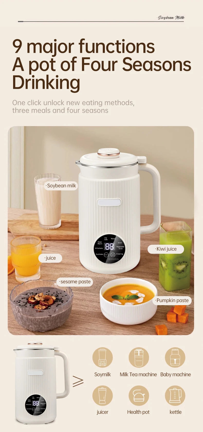 Blender with Heating Function Soybean Milk Maker