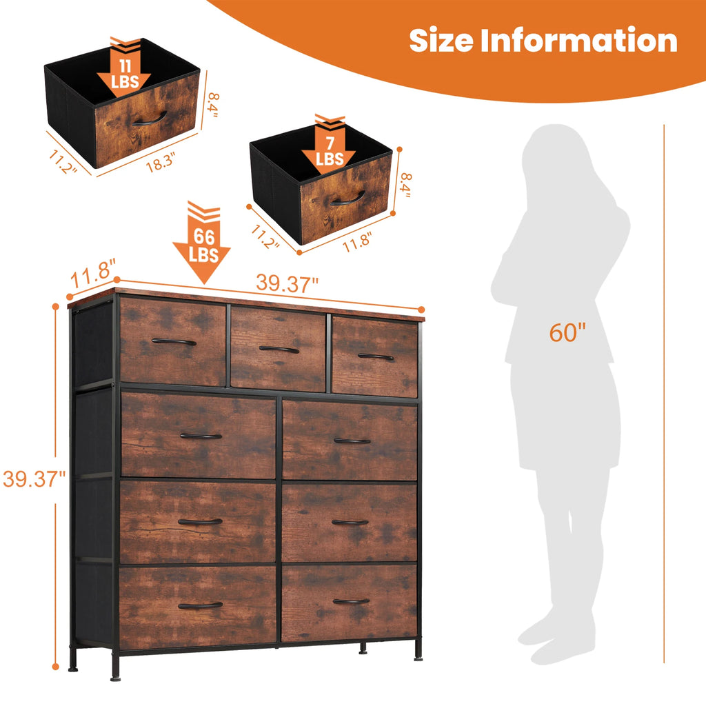 Dresser With 9-Fabric Storage Drawer, Wardrobe