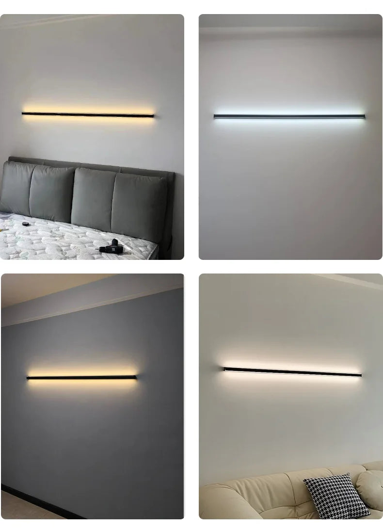 Wall lamp long strip black background