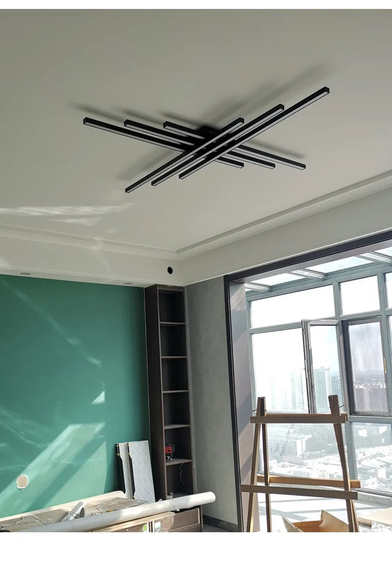 square led ceiling lamp, strip lights, black, white