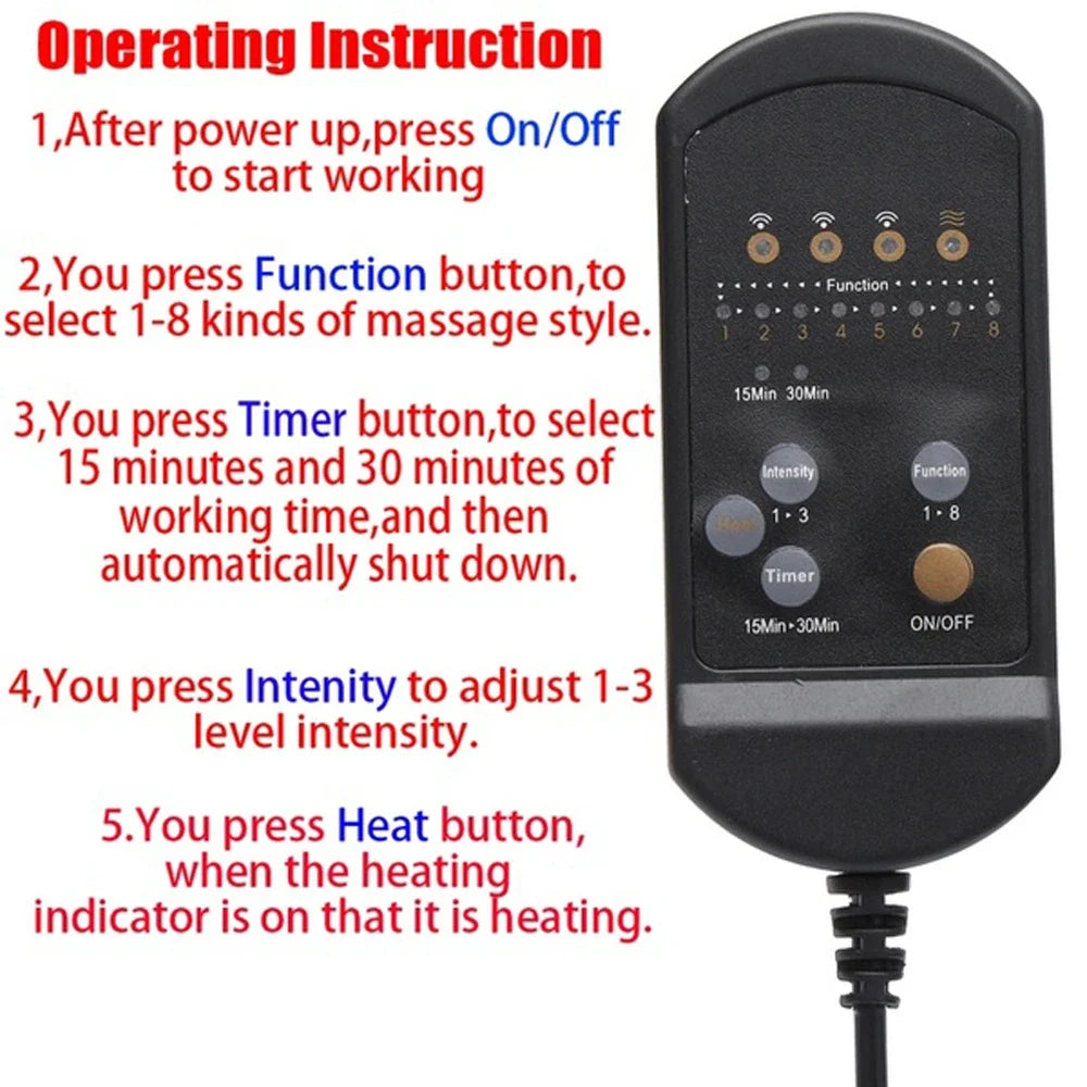 Portable Heating Vibrating Back Massager Chair Cushion