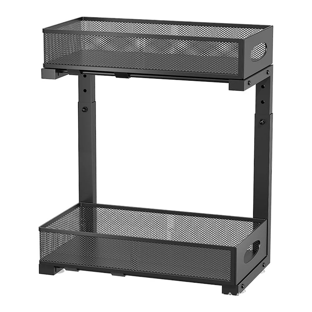 2-Tier Adjustable Height Under Sink Organizer, Pull Out Drawer