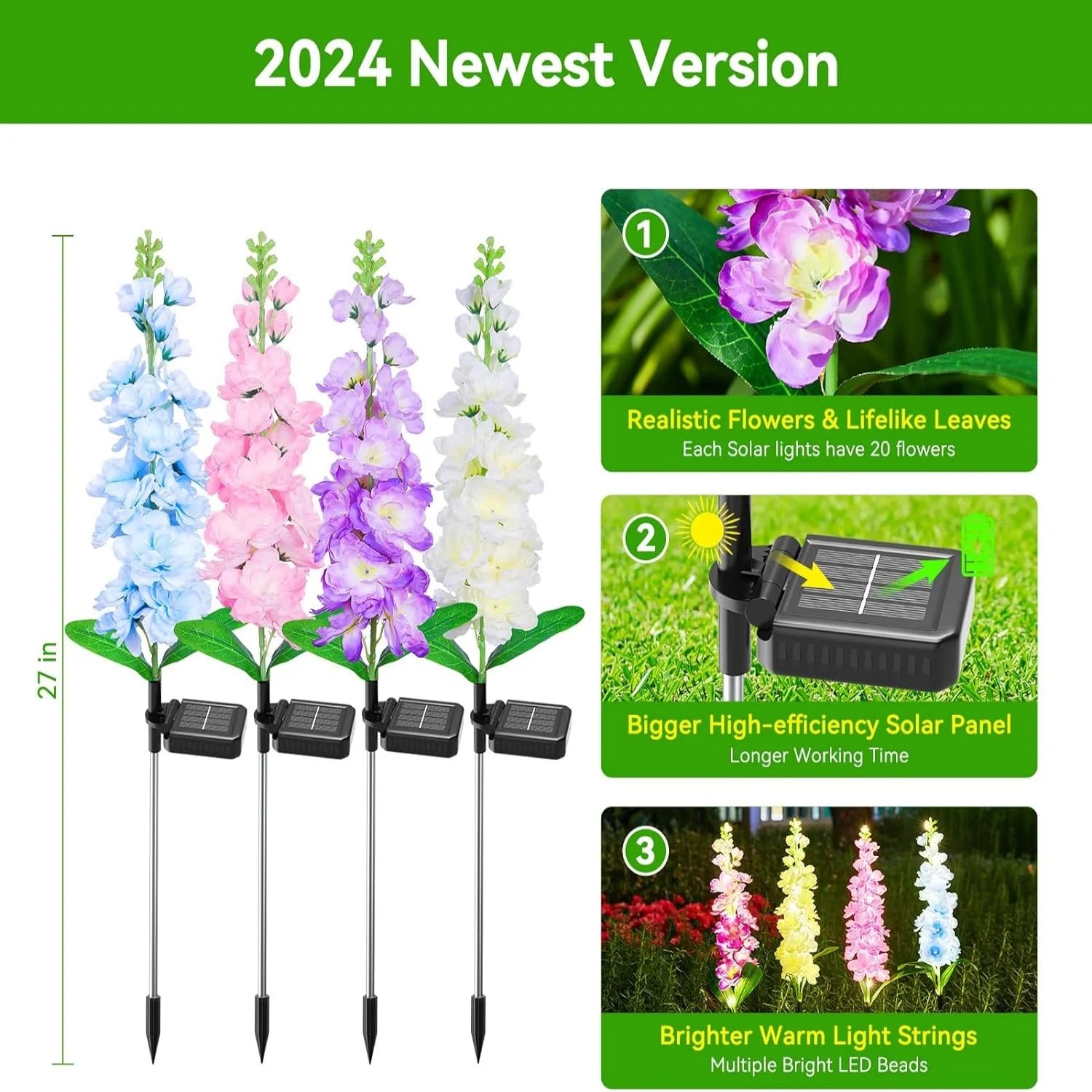 Outdoor Solar Flowers Lights for Yard Patio