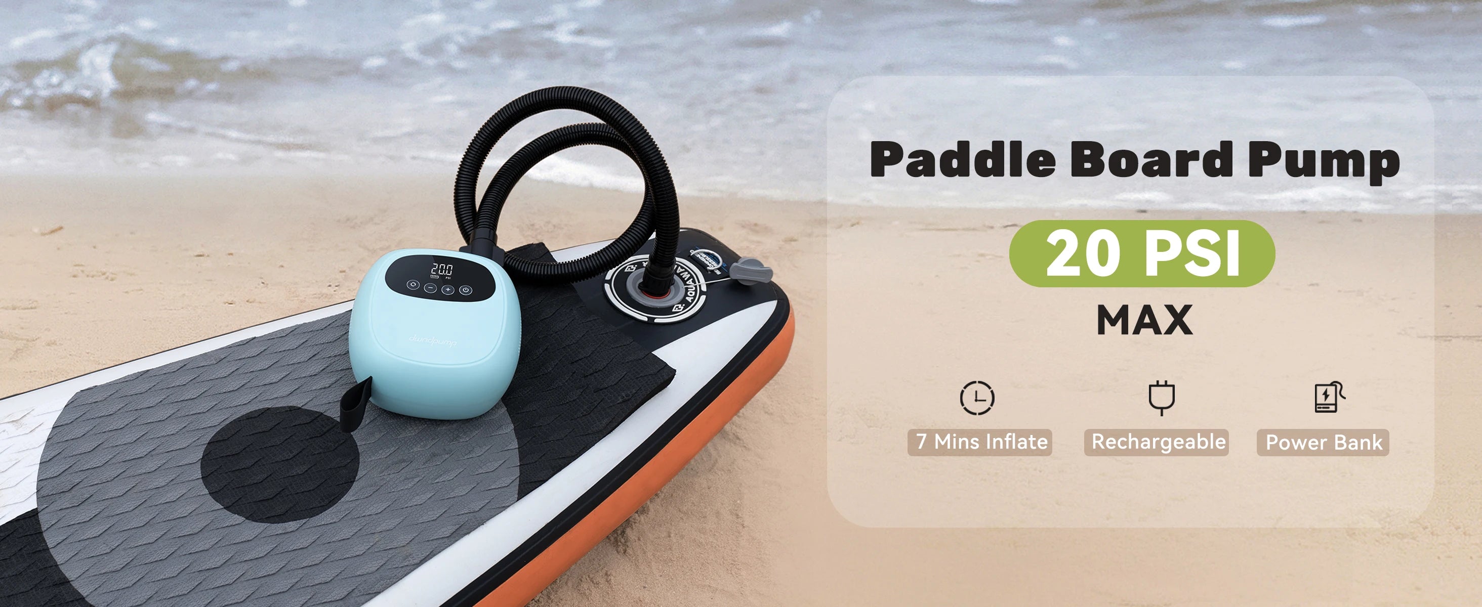 Electric 20PSI Pump, Paddle Board, Kayak, Surfing Board