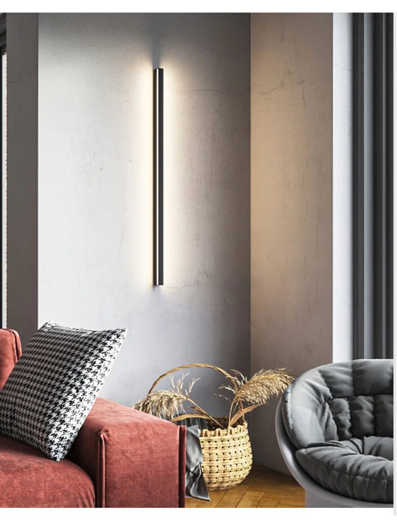 Wall lamp long strip black background