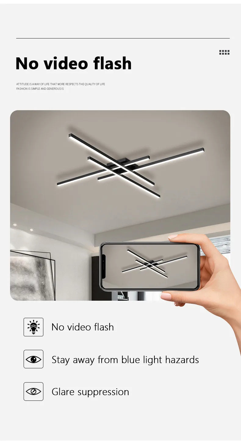 square led ceiling lamp, strip lights, black, white