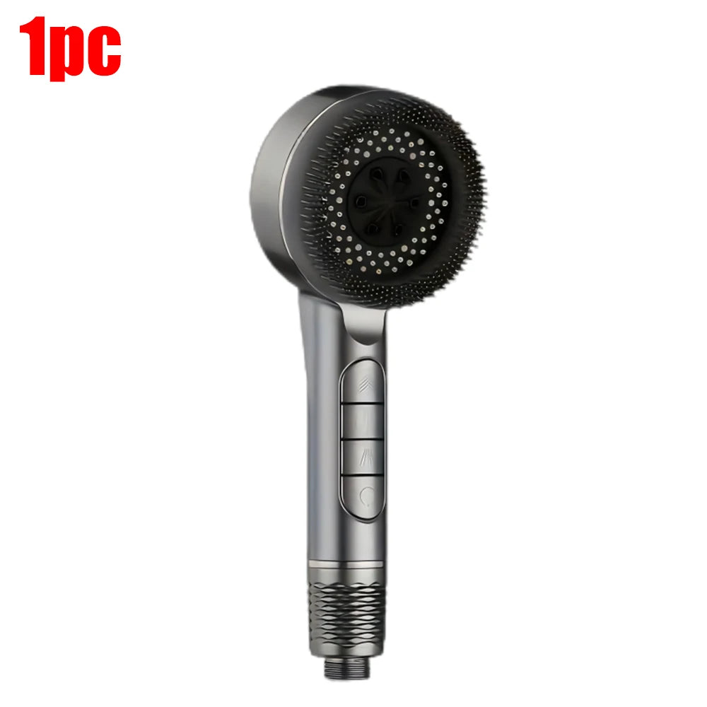 4 Modes Shower Head, Silicone Brush, High Pressure, Filter