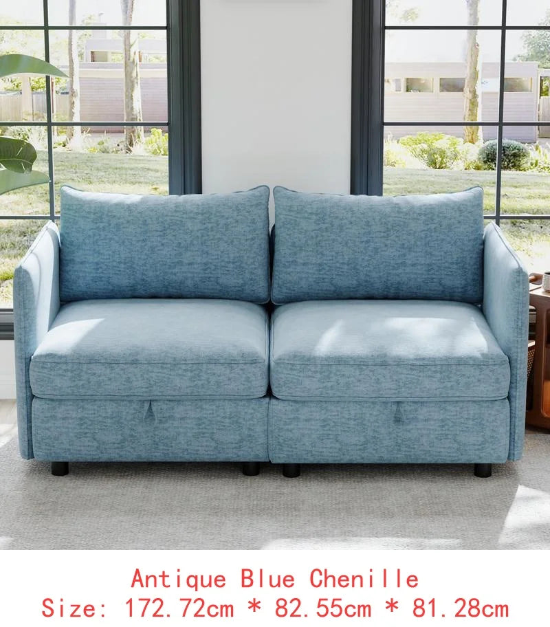 Sectional Sofa with Storage, Flexible Fabric Sleeper