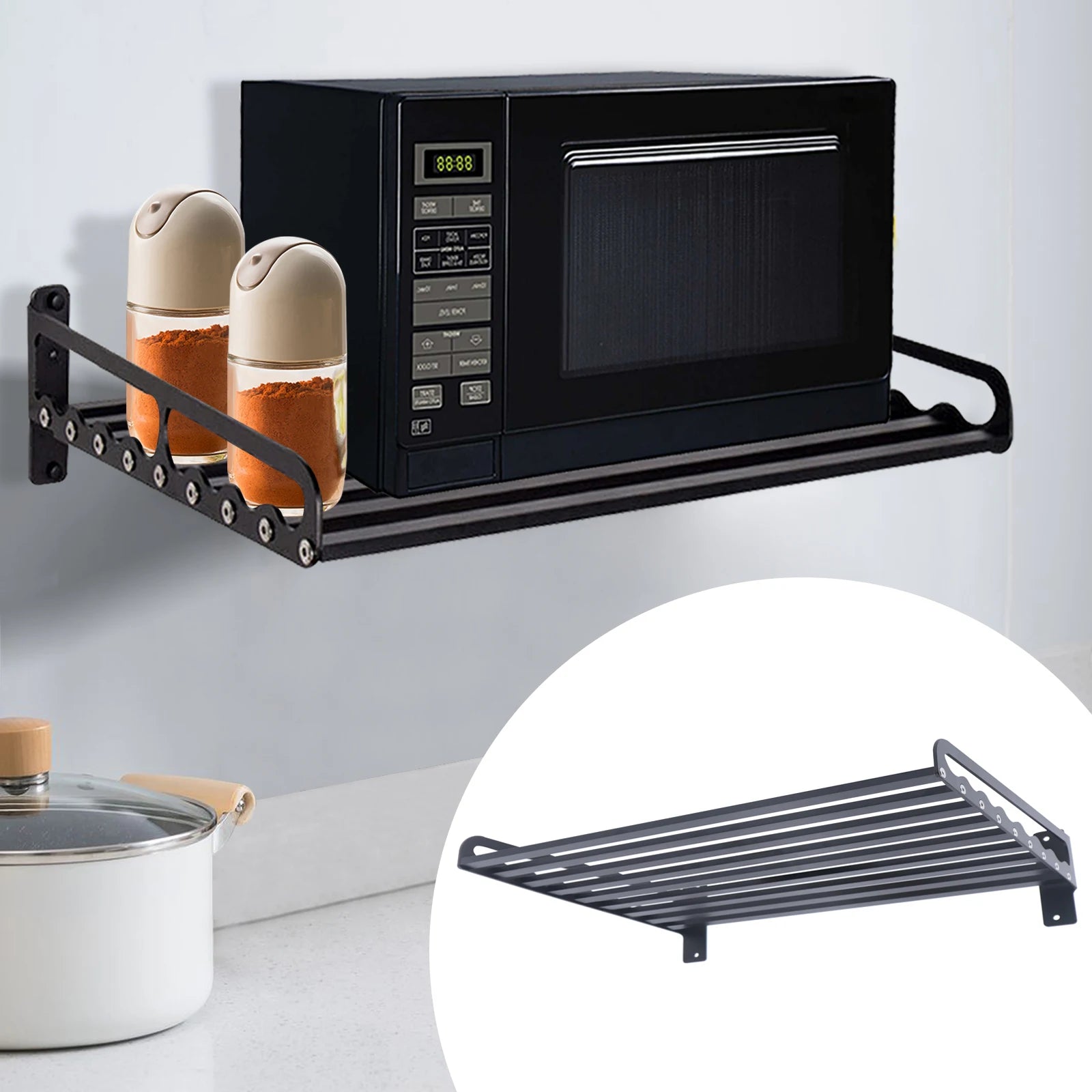Wall-Mounted Microwave Oven Rack 50kg Capacity