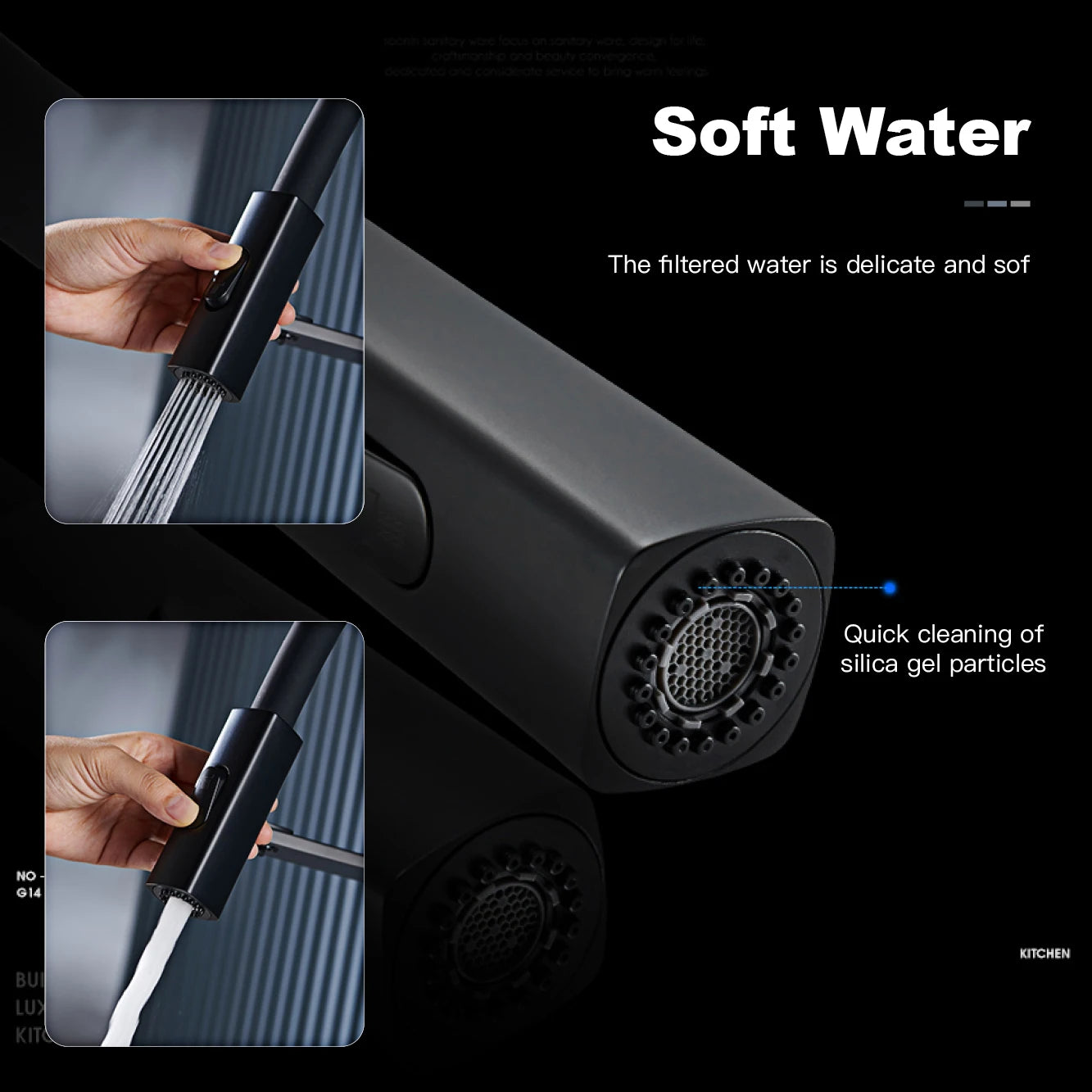 black kitchen faucet, 2 function Spray