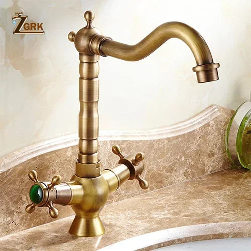 Antique Brass bathroom Dual Handle Faucet