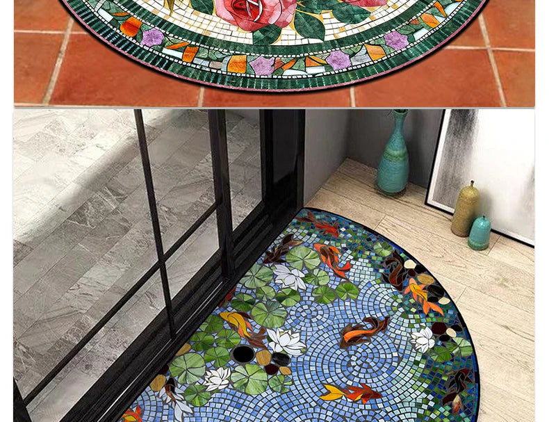 Entrance Doormat House, Outdoor, Semi-circular, Floral Style