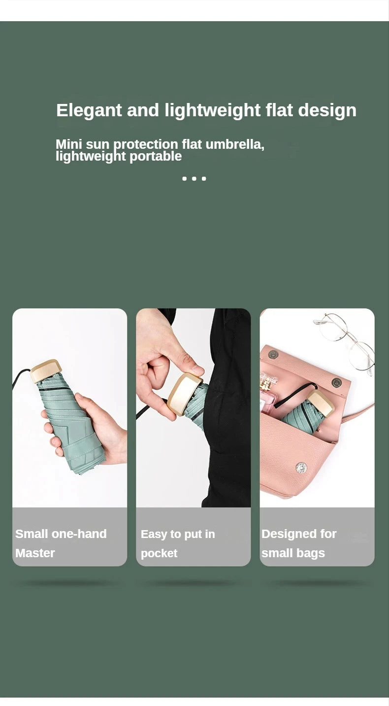 Mini 55% Off Sun Umbrella Small Pocket Rain Umbrella Vinyl Folding UV Ultraviolet Protection Sun Shade Pocket Parasol Capsule