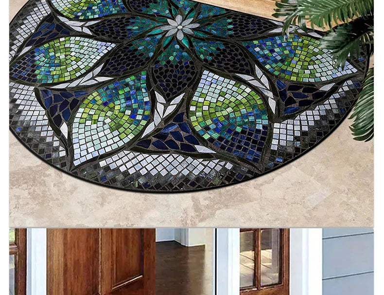 Entrance Doormat House, Outdoor, Semi-circular, Floral Style