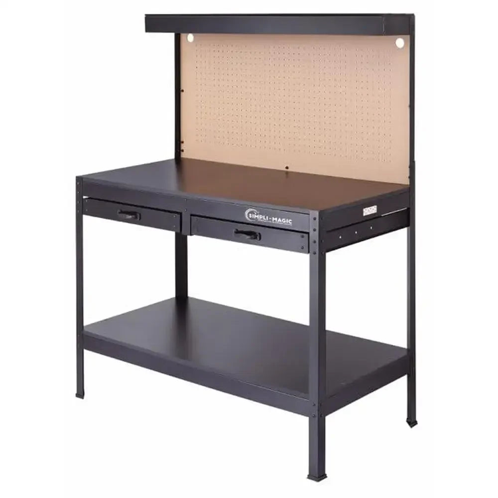 Steel Workbench with Lighting and Storage