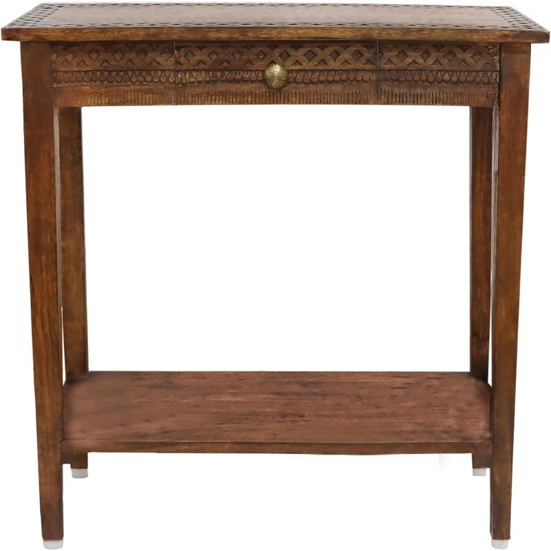 Solid Wood Hand Carved Sofa Table, Drawer