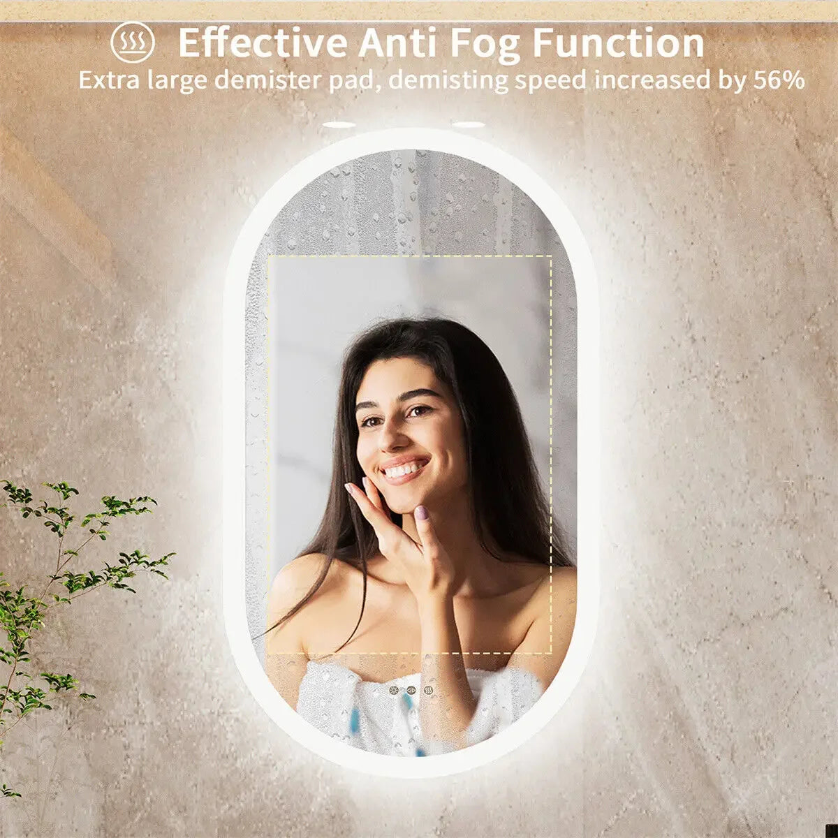 Backlit, Lighted Bathroom, Bedroom Mirror, Touch Sensor Dimming