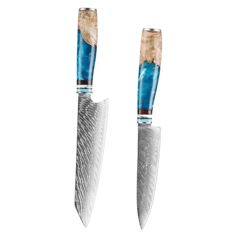 1-10pcs Japanese Damascus Kitchen Knives Set