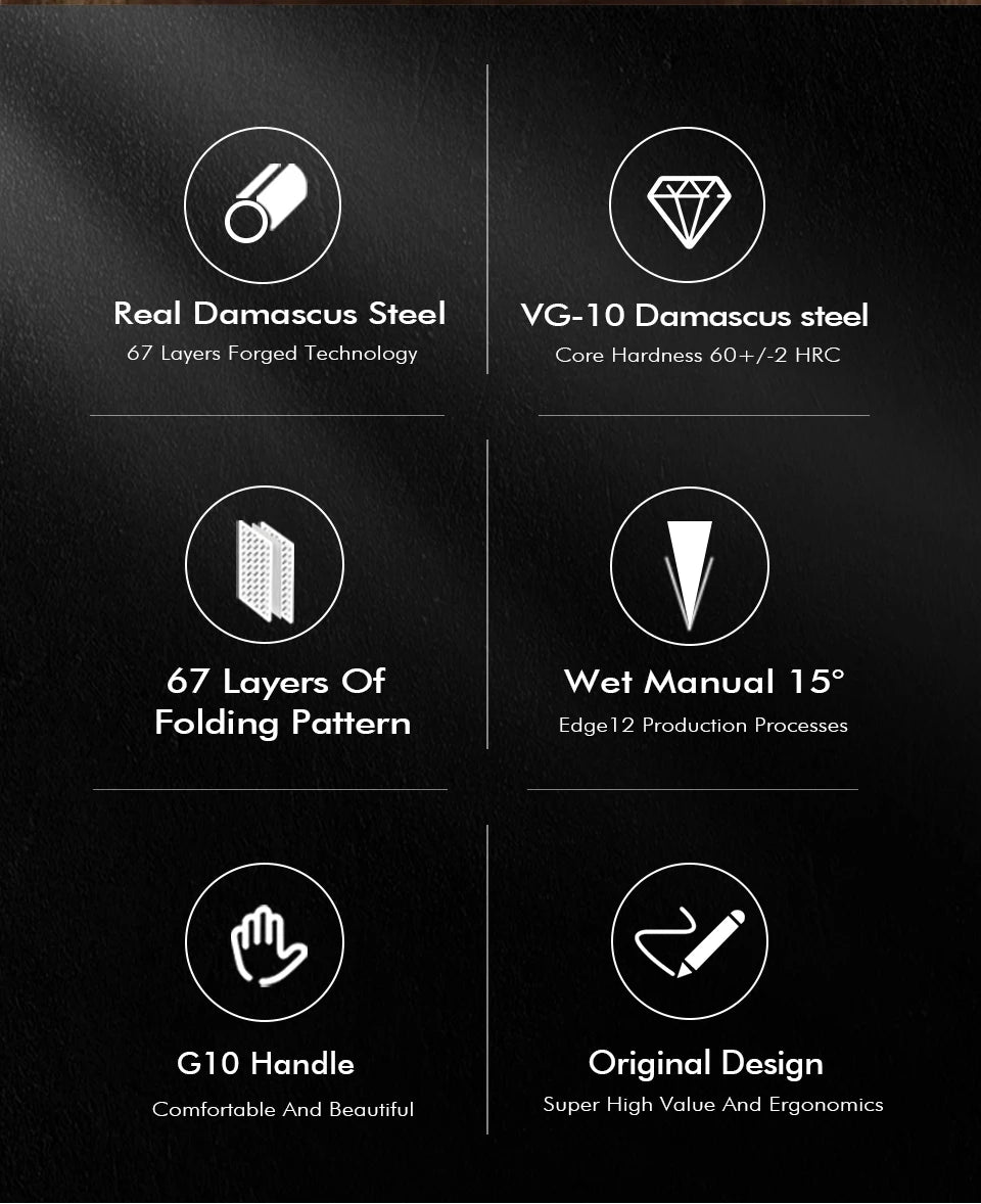 8.2" Professional Damascus Steel Kitchen Knife