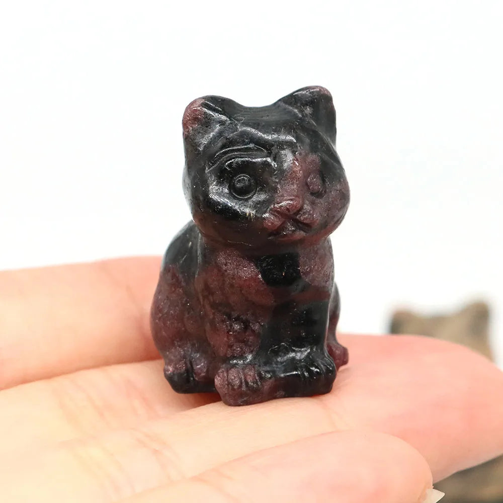 1.2" Mini Hand Carved Animal Kitty Figurine