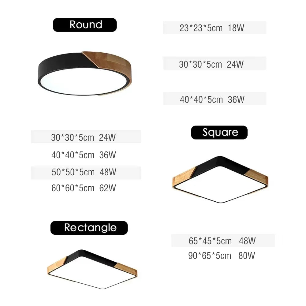 LED Ceiling Light, Wood Plus Multicolors