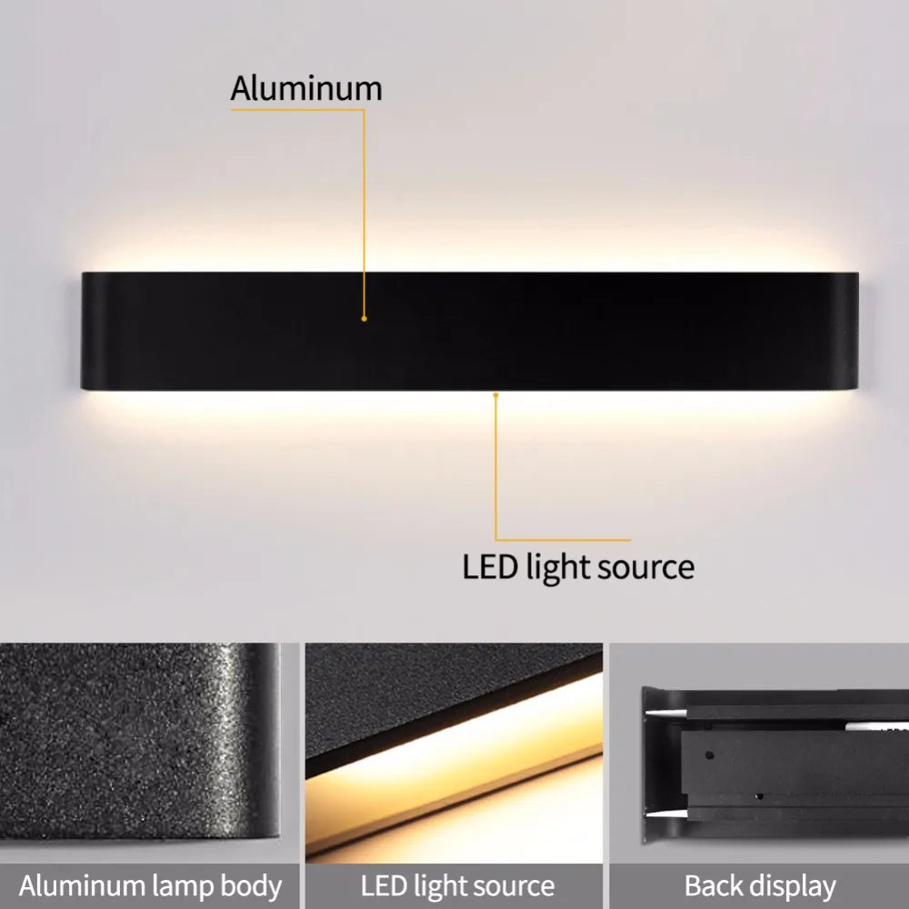 Dimmable Led Wall Lamp, Black, White, Silver