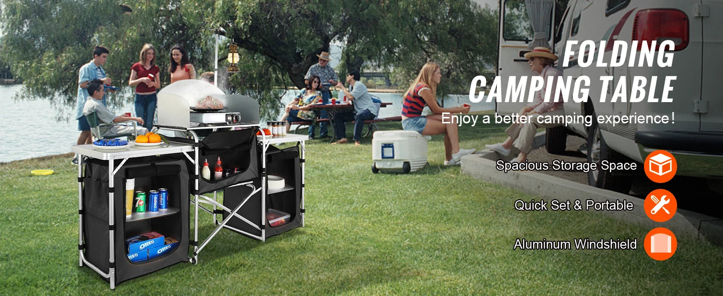 Outdoor Kitchen Table Foldable Cooking, Aluminum Alloy Frame