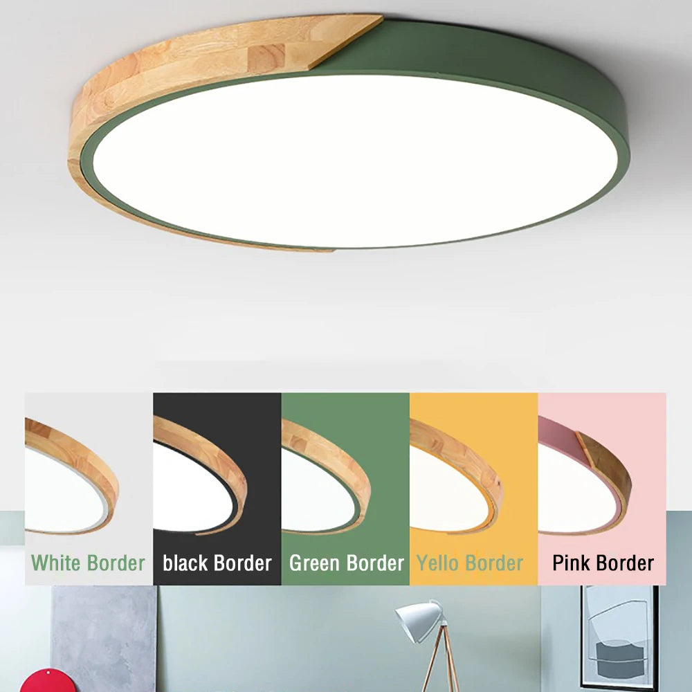 LED Ceiling Light, Wood Plus Multicolors