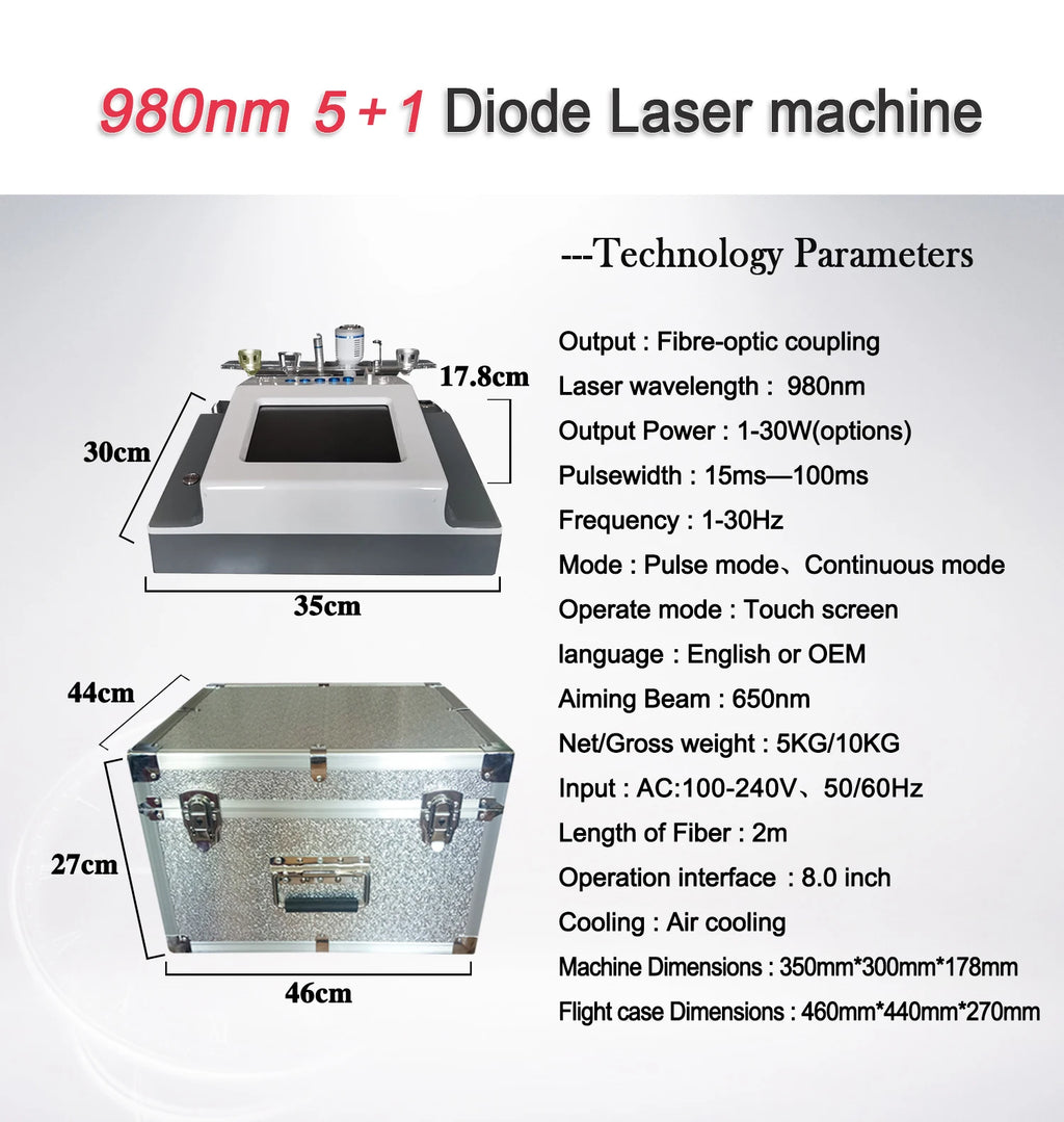 5 In 1 980nm Diode Laser, Nail Fungus, Spider Veins