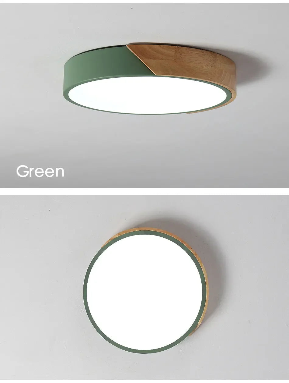 LED Ceiling Light, Wood Plus Multicolors