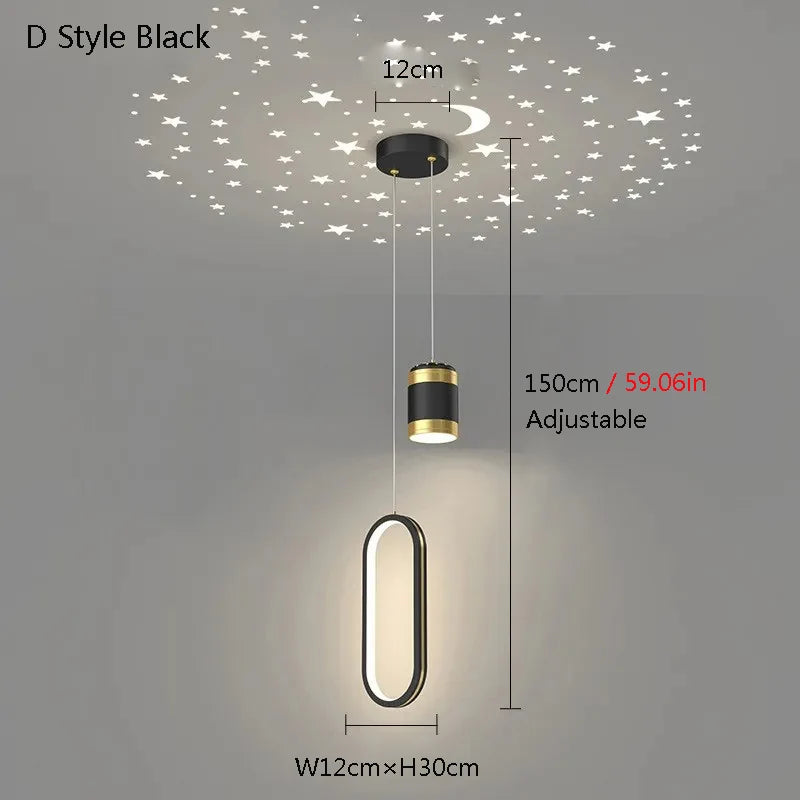 Starry Sky Projection Style Circular Led Pendant Light