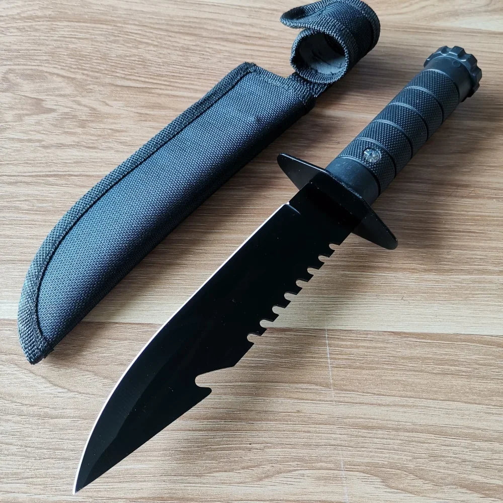 Stainless Steel Knife Set: Fixed & Folding Blades, Sheath